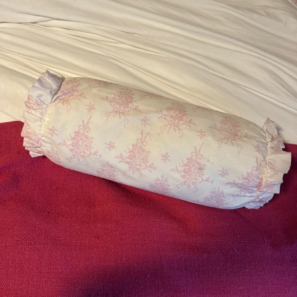 LoveshackFancy Rosie Arrangements Elegant Pink Floral Bolster Pillow - Picture 2 of 2